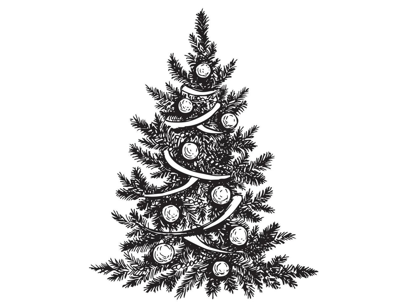 Christmas tree. Hand drawn style. Vector illustration.