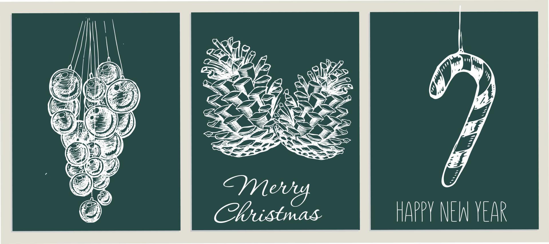 Christmas set in sketch style. Hand drawn illustration. vector