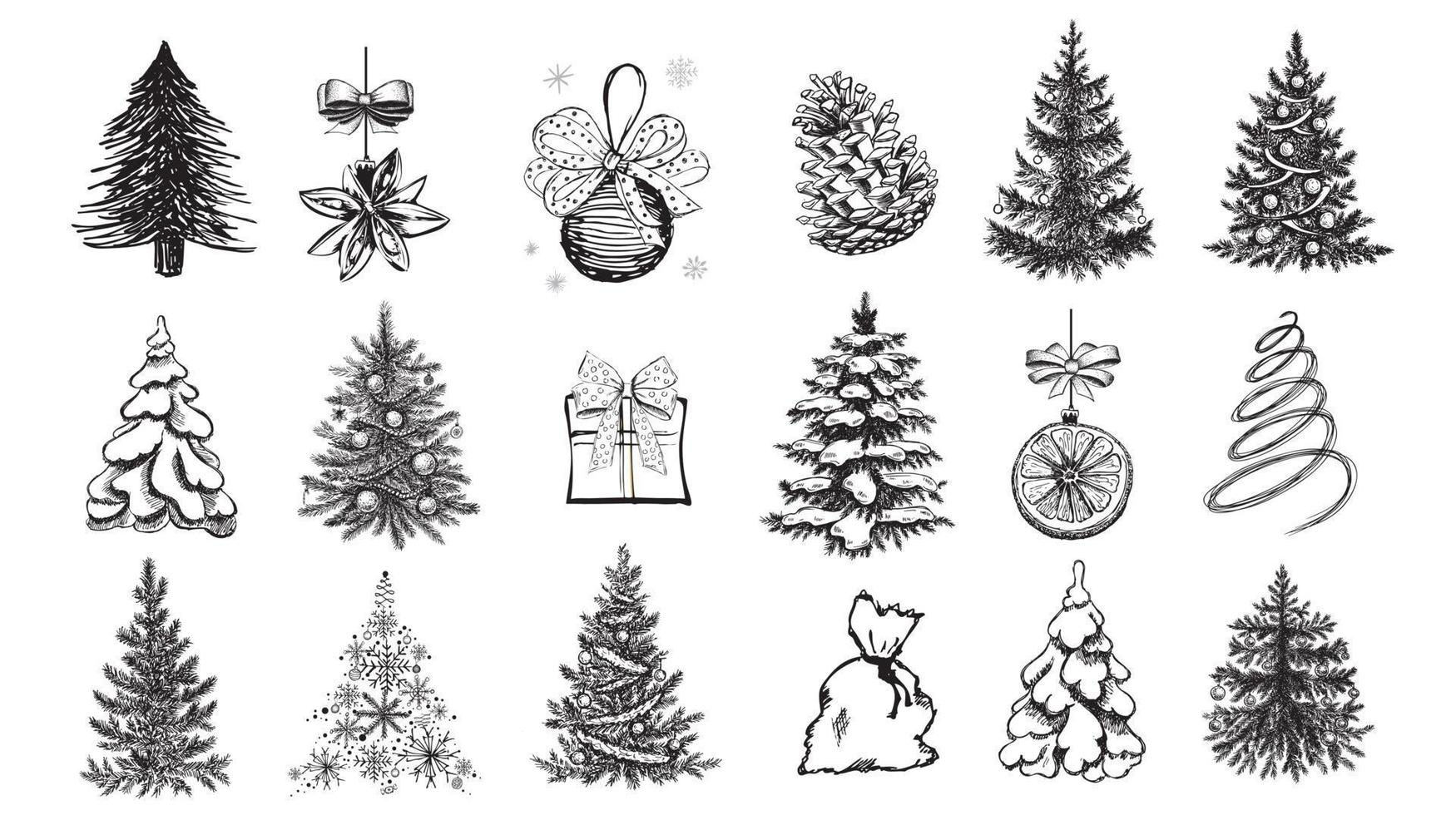 Christmas pattern in sketch style. Hand drawn illustration. vector