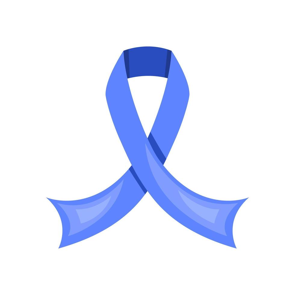 cinta de conciencia azul sobre fondo blanco. símbolo del mes de concientización sobre el cáncer de próstata. vector
