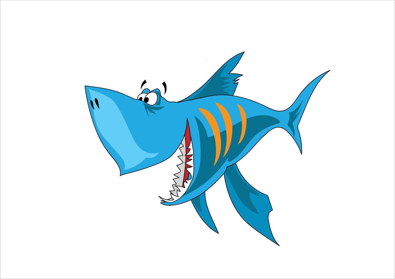 tiburón, pez, caricatura, vector, ilustración, blanco, plano de fondo vector