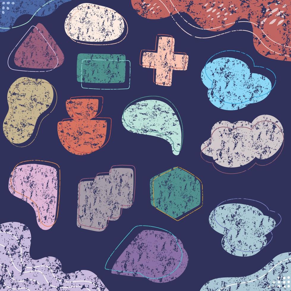Abstract shape grunge texture elements hand drawn vector