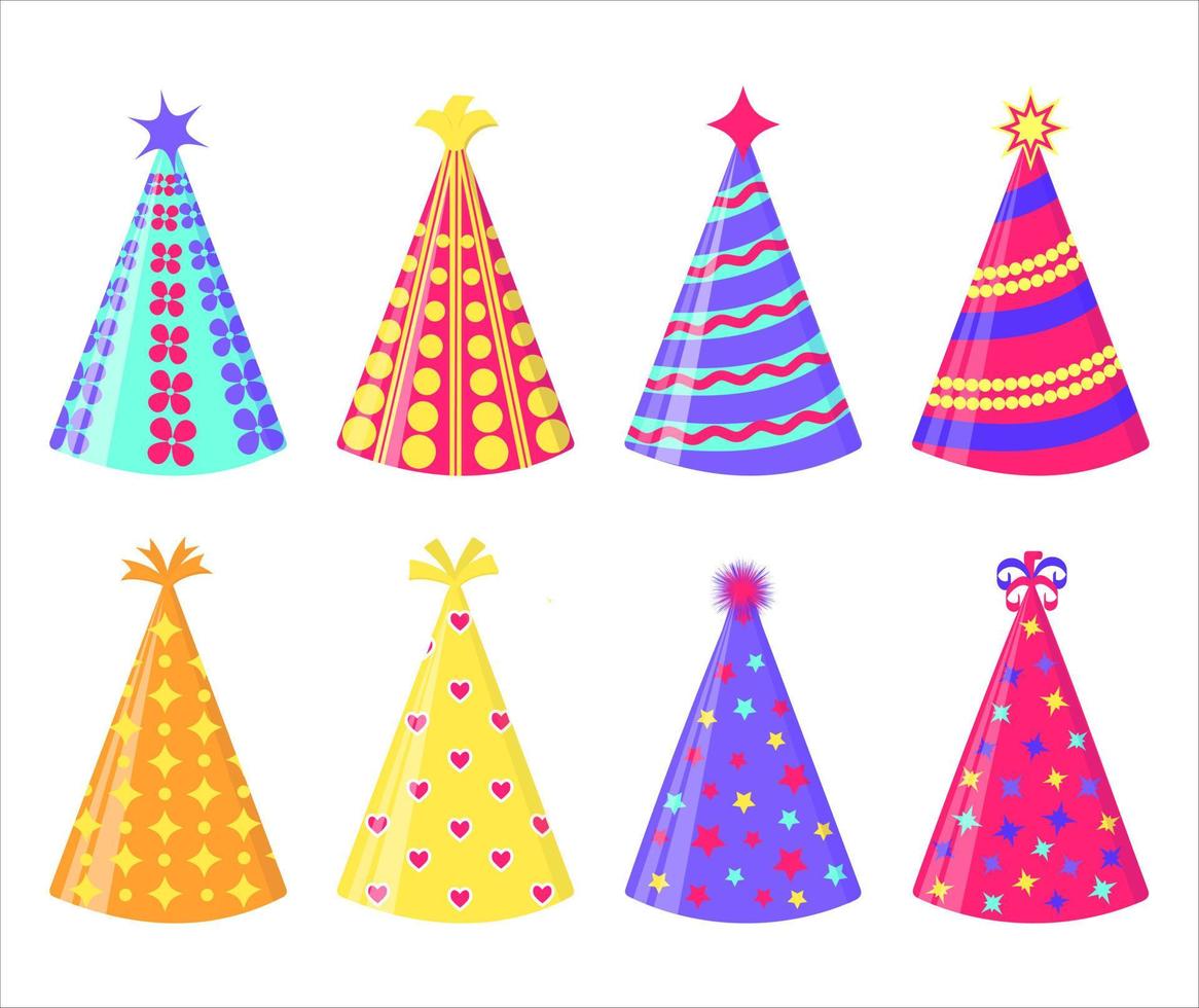 Party hat set isolated on a white.   Vector illustration