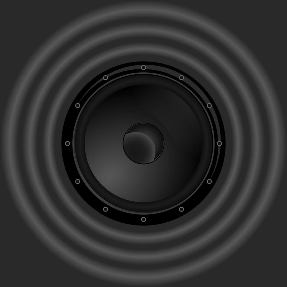 Black sound speaker and waves vector