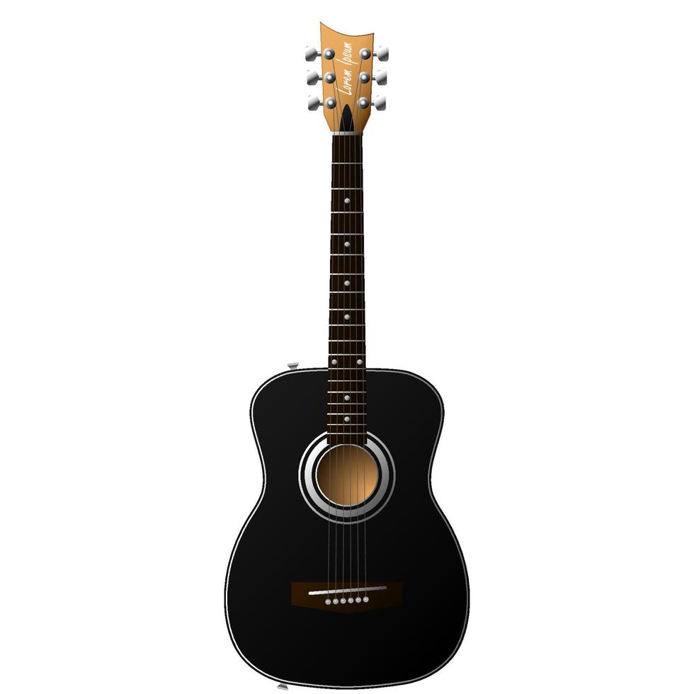 Black classical acoustic guitar illustration vector