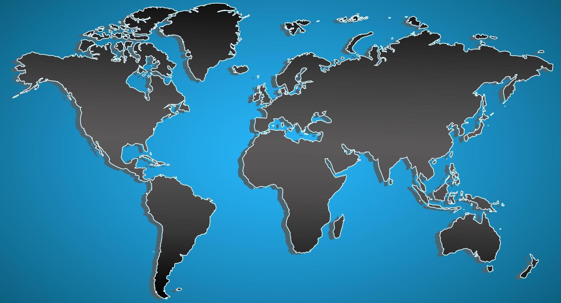 imagen estilizada del mapa mundial. continentes flotantes con una sombra vector