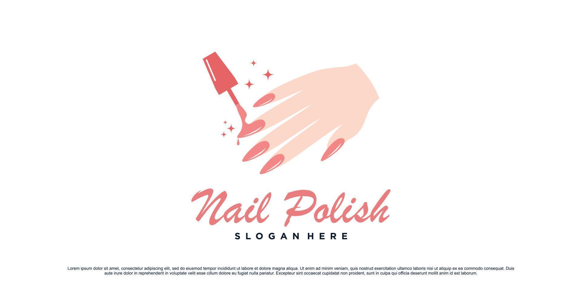 Nail polish and manicure logo design with woman hands icon and creative concept Premium Vector