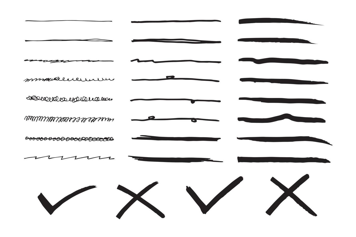 Doodle element vector set, for concept design. underline, checkmark.