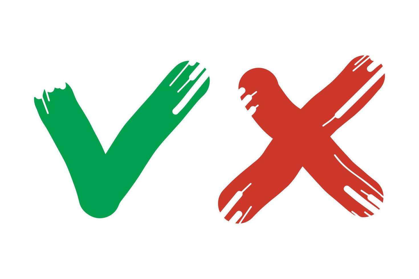 Tick and cross  signs. Checkmark OK and X icons. vector