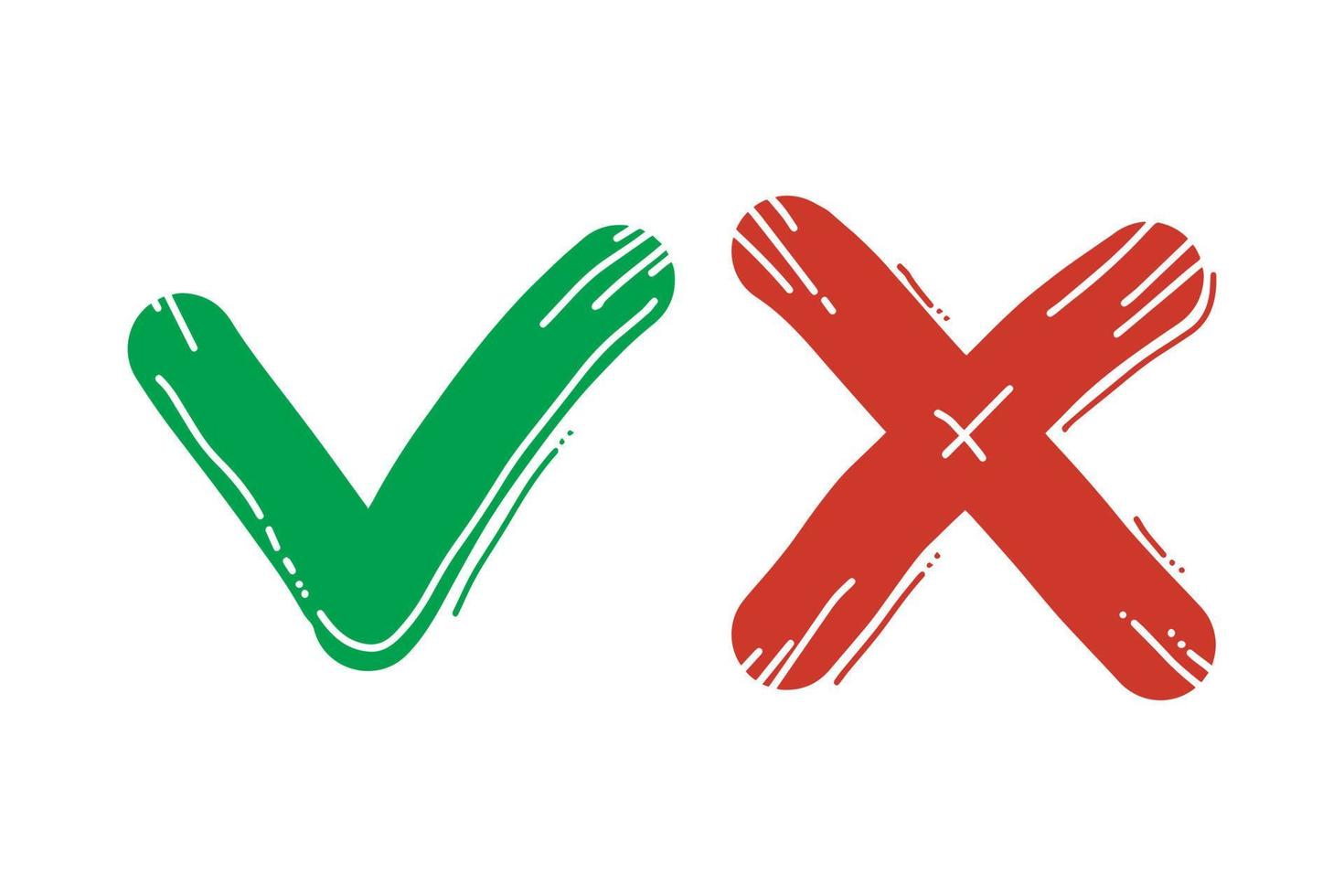 Tick and cross  signs. Checkmark OK and X icons. vector