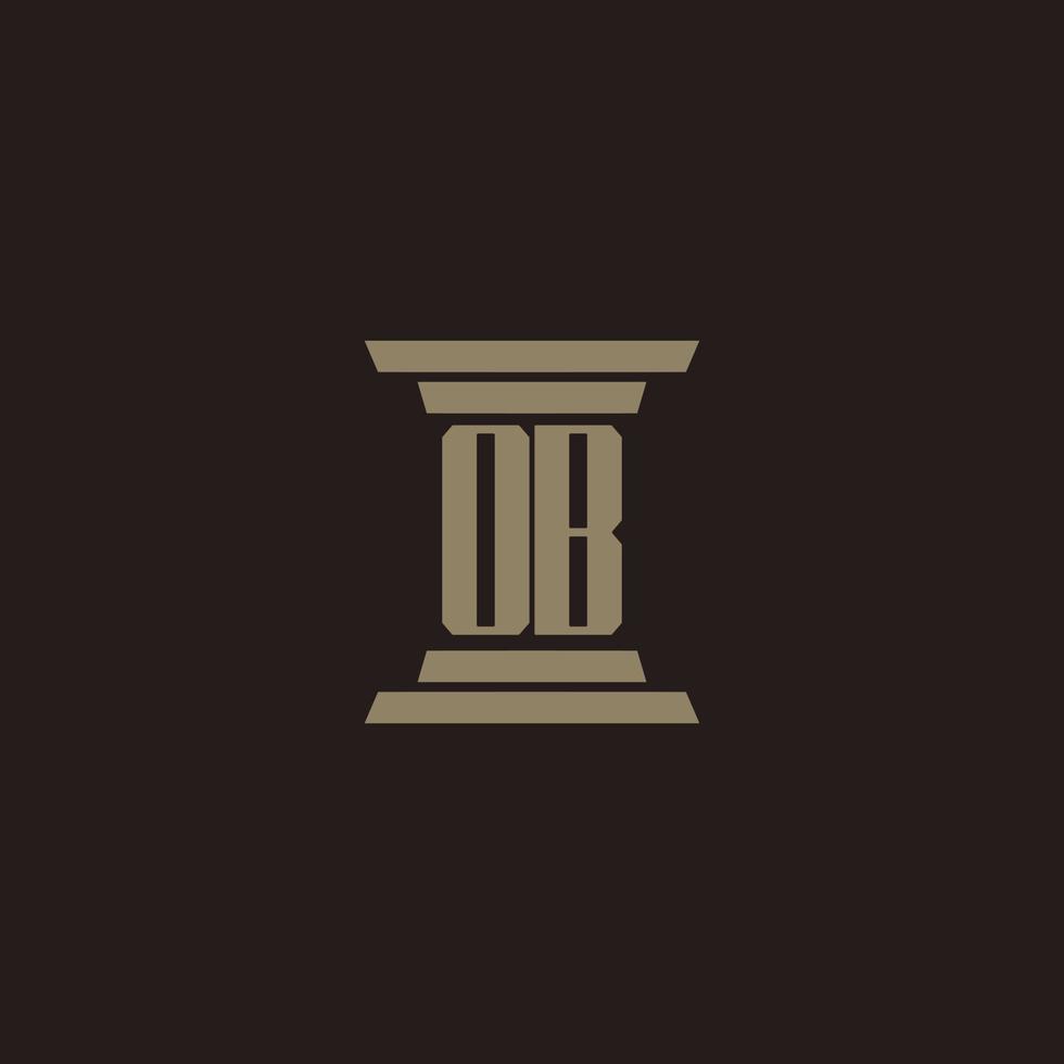 OB monogram initial logo for lawfirm with pillar design vector