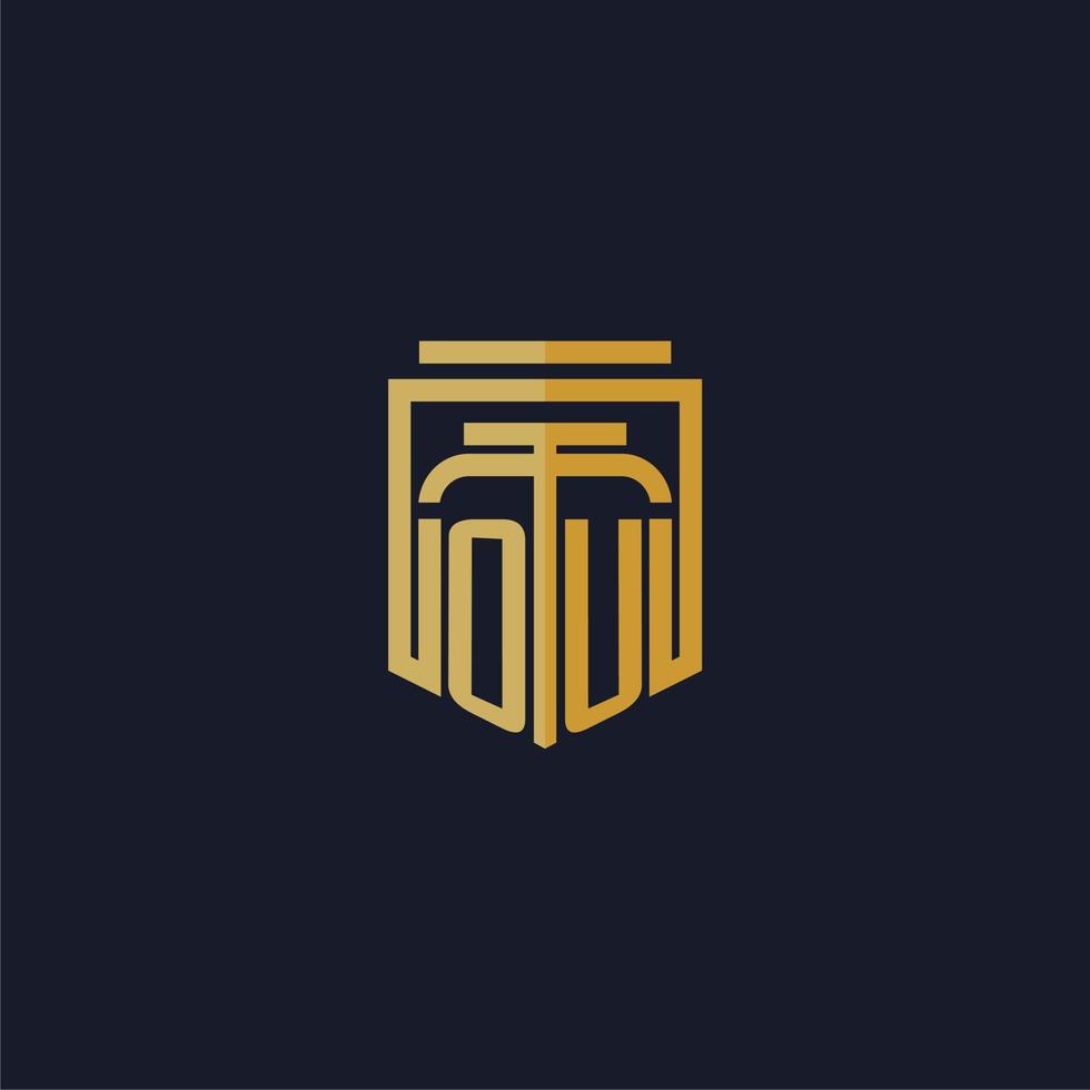 OU initial monogram logo elegant with shield style design for wall mural lawfirm gaming vector