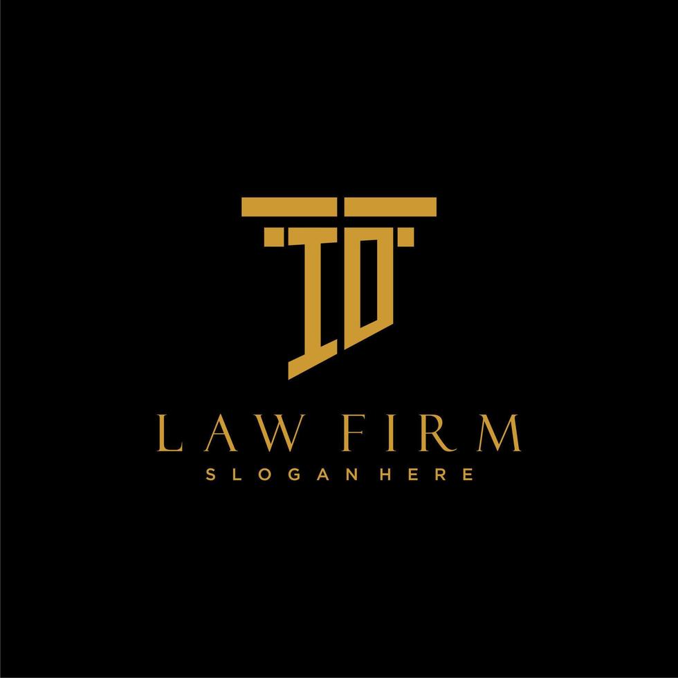 IO monogram initial logo for lawfirm with pillar design vector