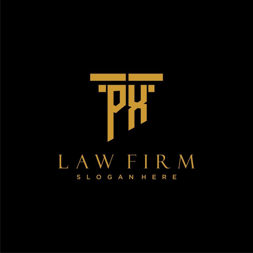 PX monogram initial logo for lawfirm with pillar design vector