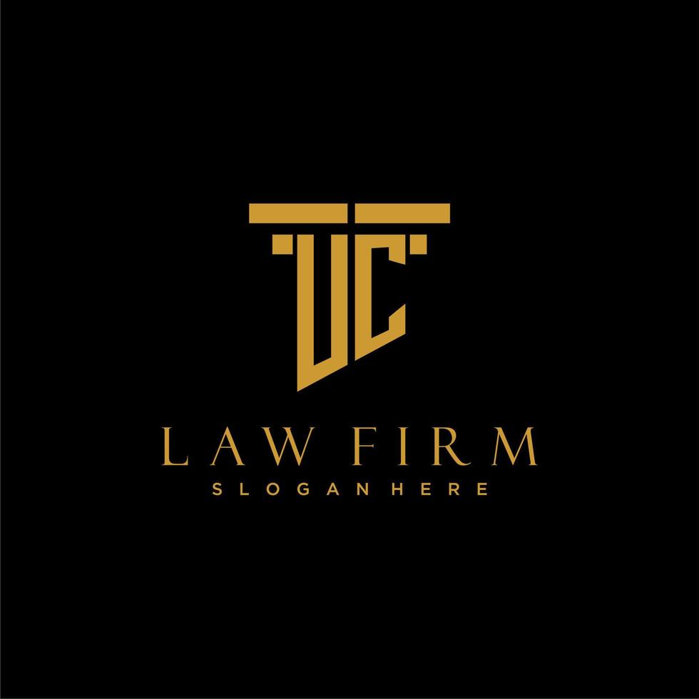 UC monogram initial logo for lawfirm with pillar design vector