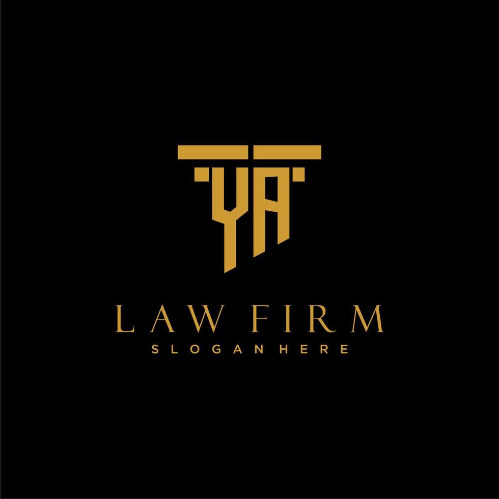YA monogram initial logo for lawfirm with pillar design vector