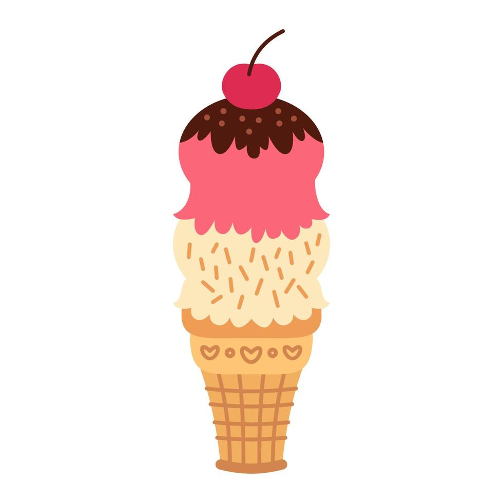 helado en estilo de dibujos animados brillantes. vector de helado en colores agradables aislado