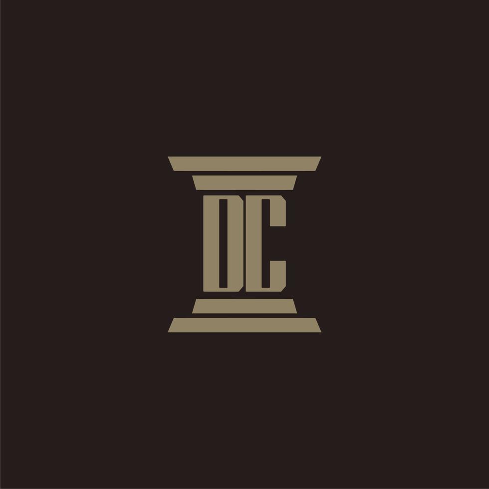 DC monogram initial logo for lawfirm with pillar design vector
