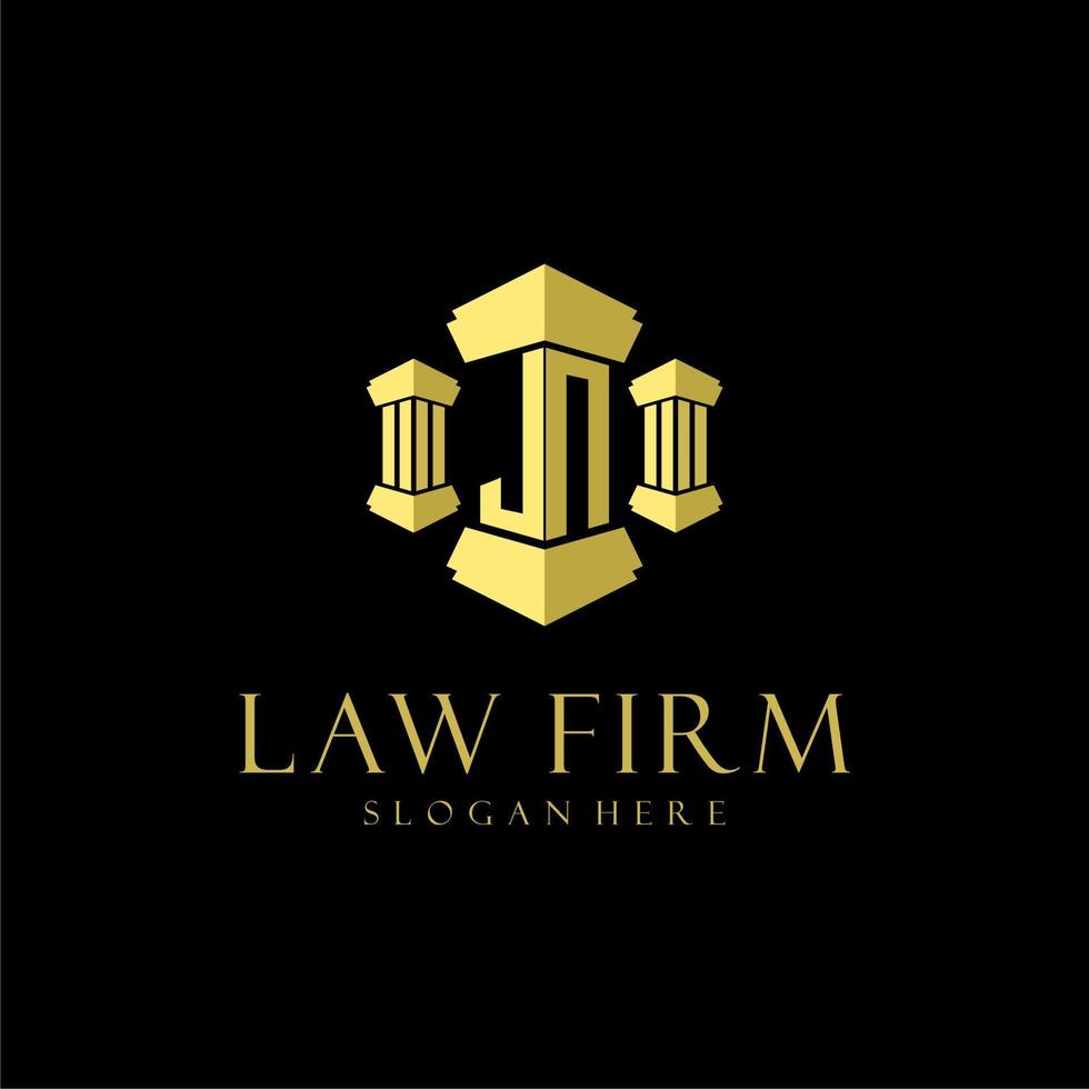JN initial monogram logo for lawfirm with pillar design vector