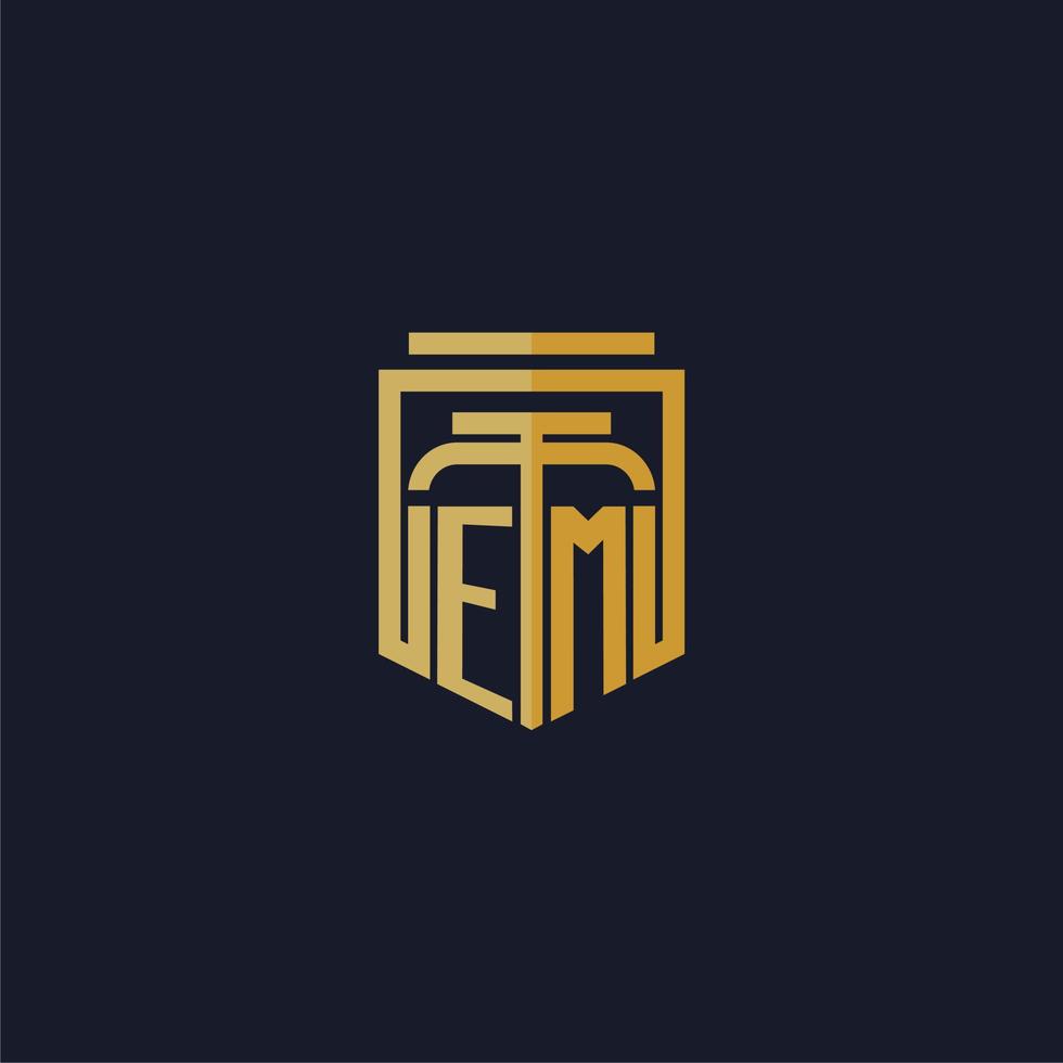 EM initial monogram logo elegant with shield style design for wall mural lawfirm gaming vector