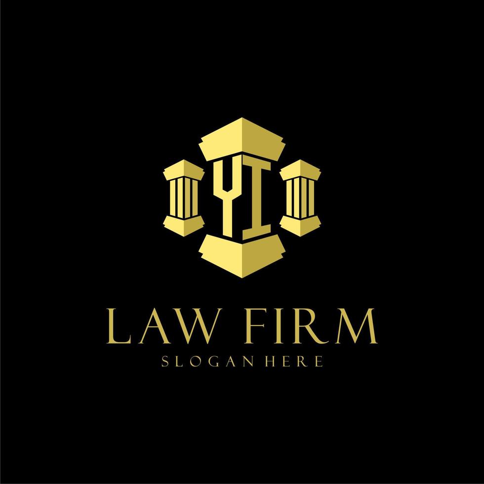 YI initial monogram logo for lawfirm with pillar design vector