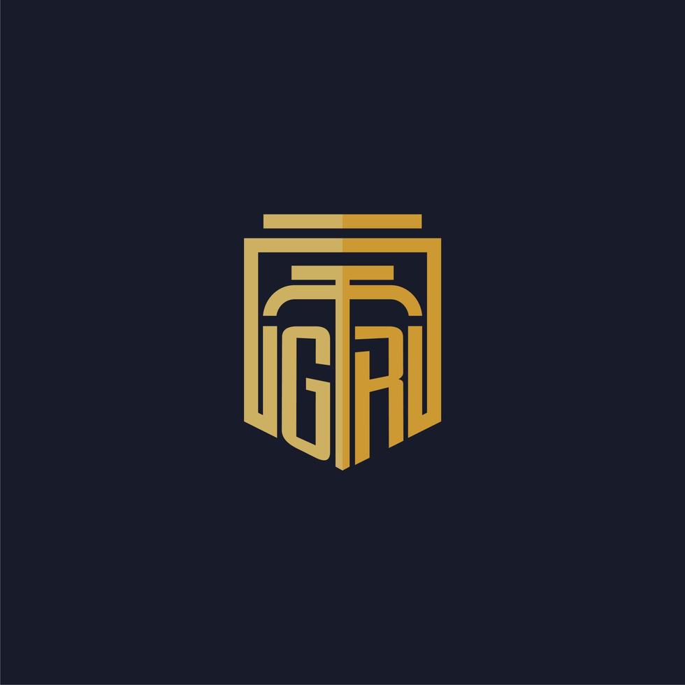 GR initial monogram logo elegant with shield style design for wall mural lawfirm gaming vector