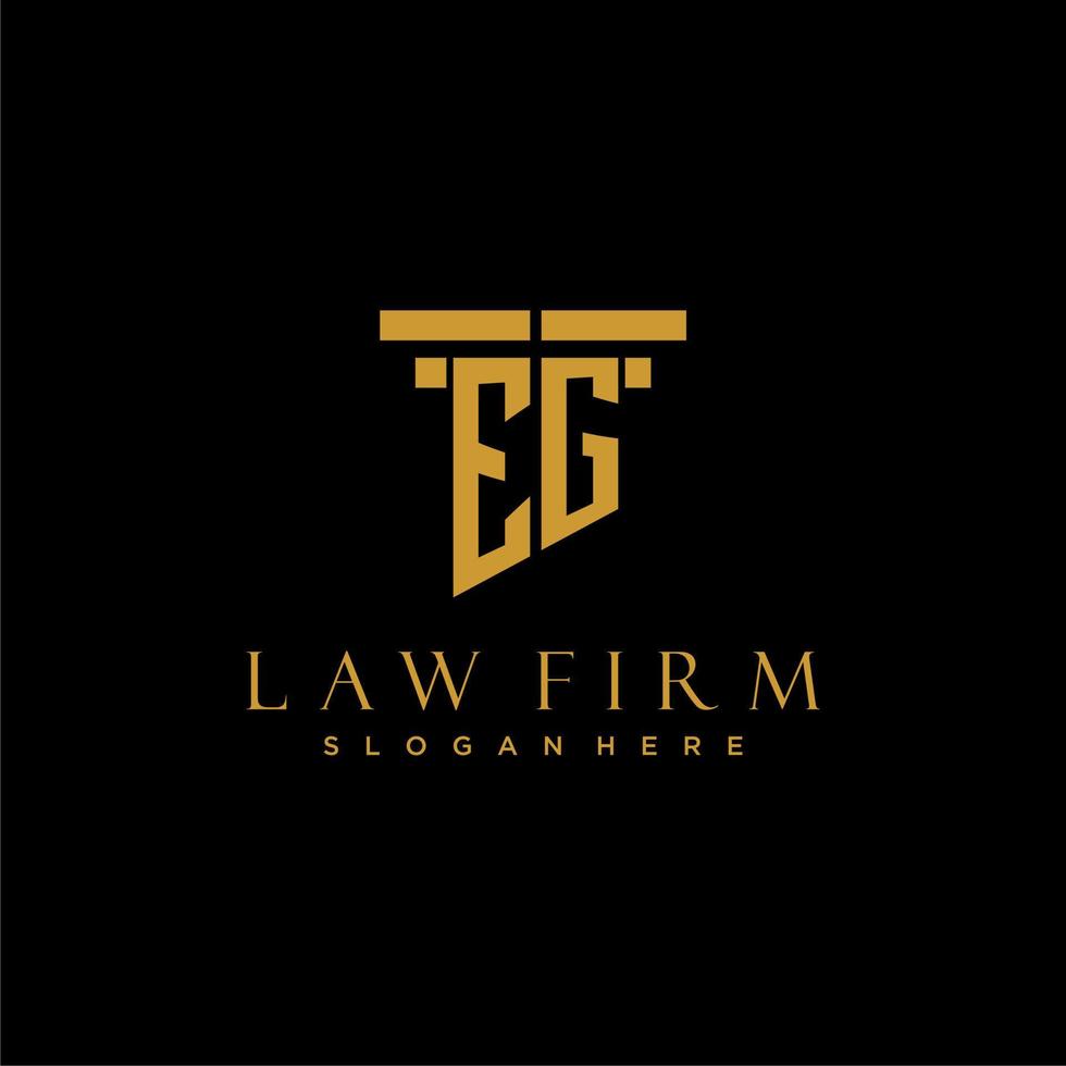 EG monogram initial logo for lawfirm with pillar design vector