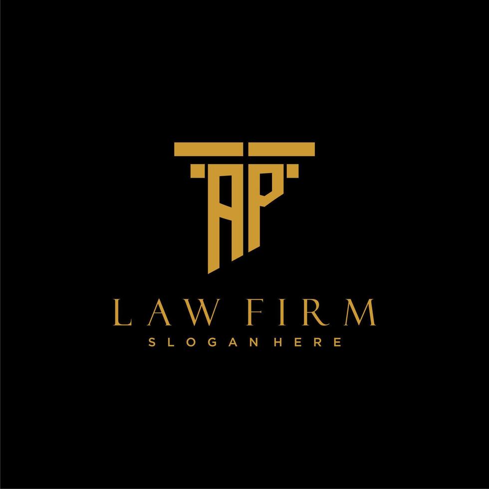 AP monogram initial logo for lawfirm with pillar design vector