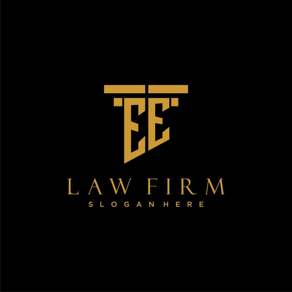 EE monogram initial logo for lawfirm with pillar design vector