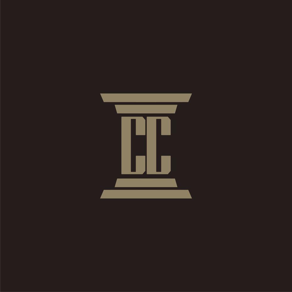 CC monogram initial logo for lawfirm with pillar design vector