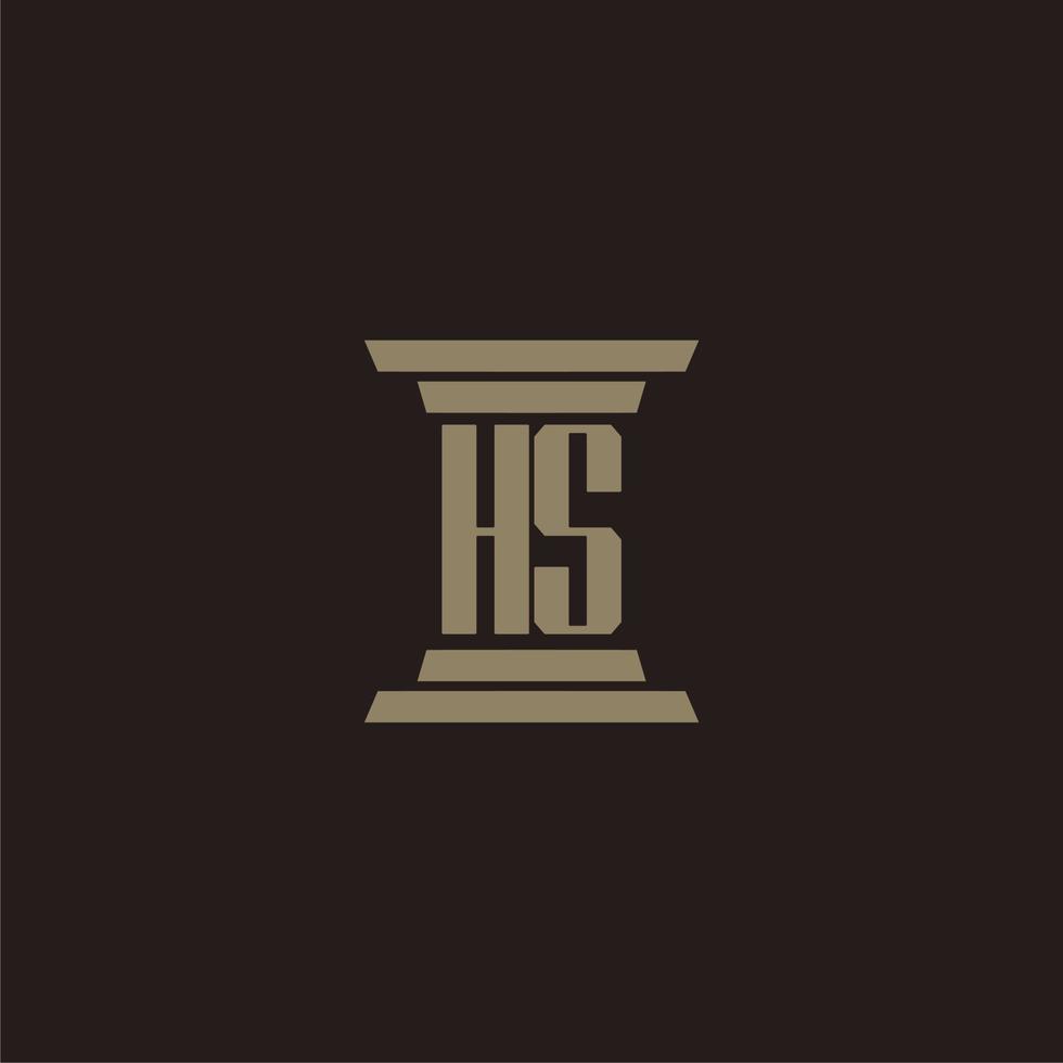 HS monogram initial logo for lawfirm with pillar design vector