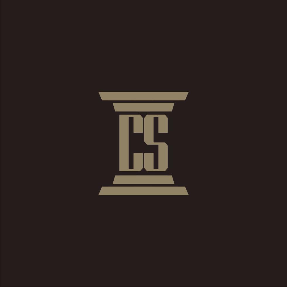 CS monogram initial logo for lawfirm with pillar design vector