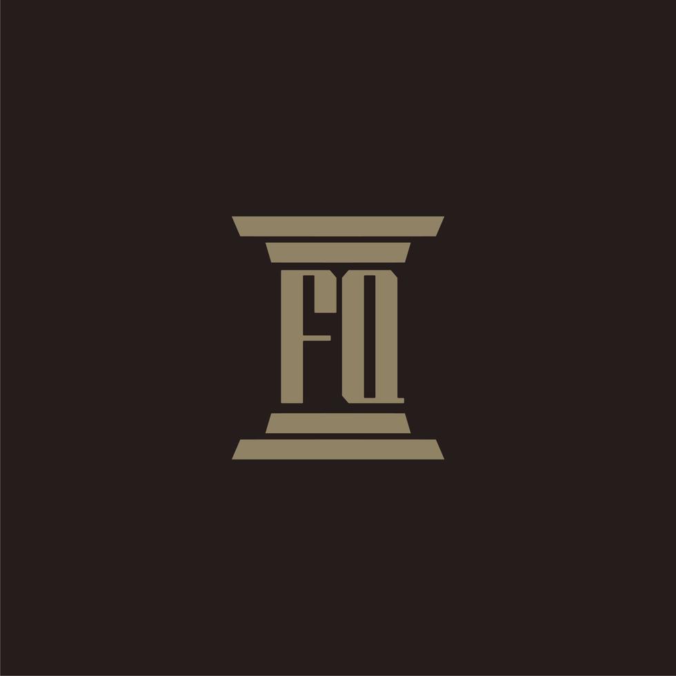 FQ monogram initial logo for lawfirm with pillar design vector