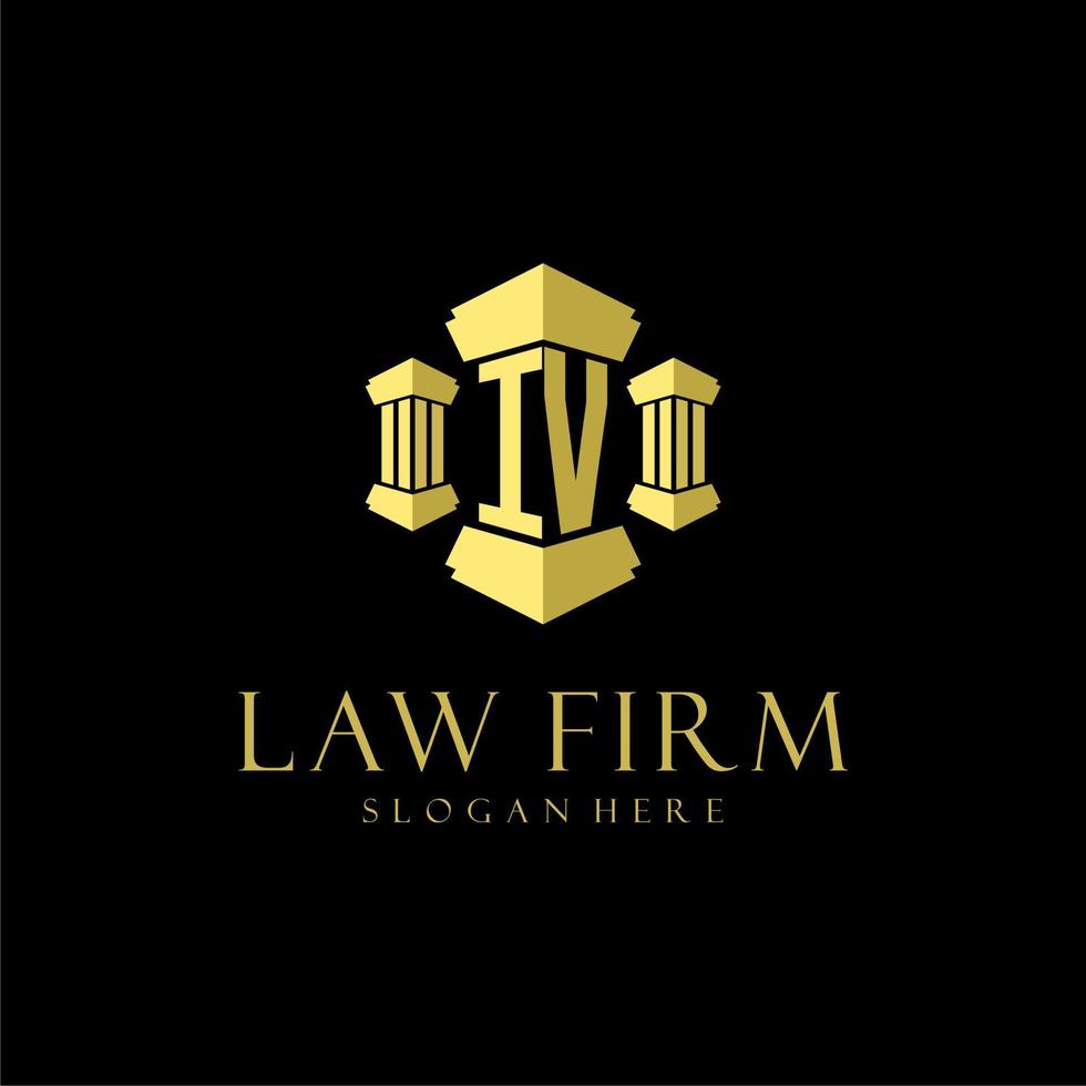 IV initial monogram logo for lawfirm with pillar design vector
