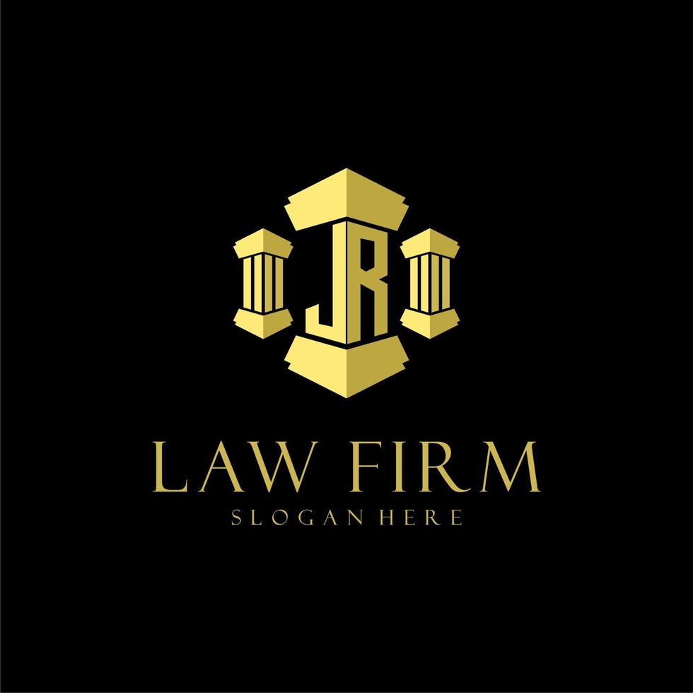 JR initial monogram logo for lawfirm with pillar design vector