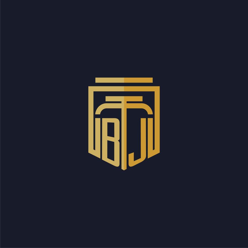 BJ initial monogram logo elegant with shield style design for wall mural lawfirm gaming vector