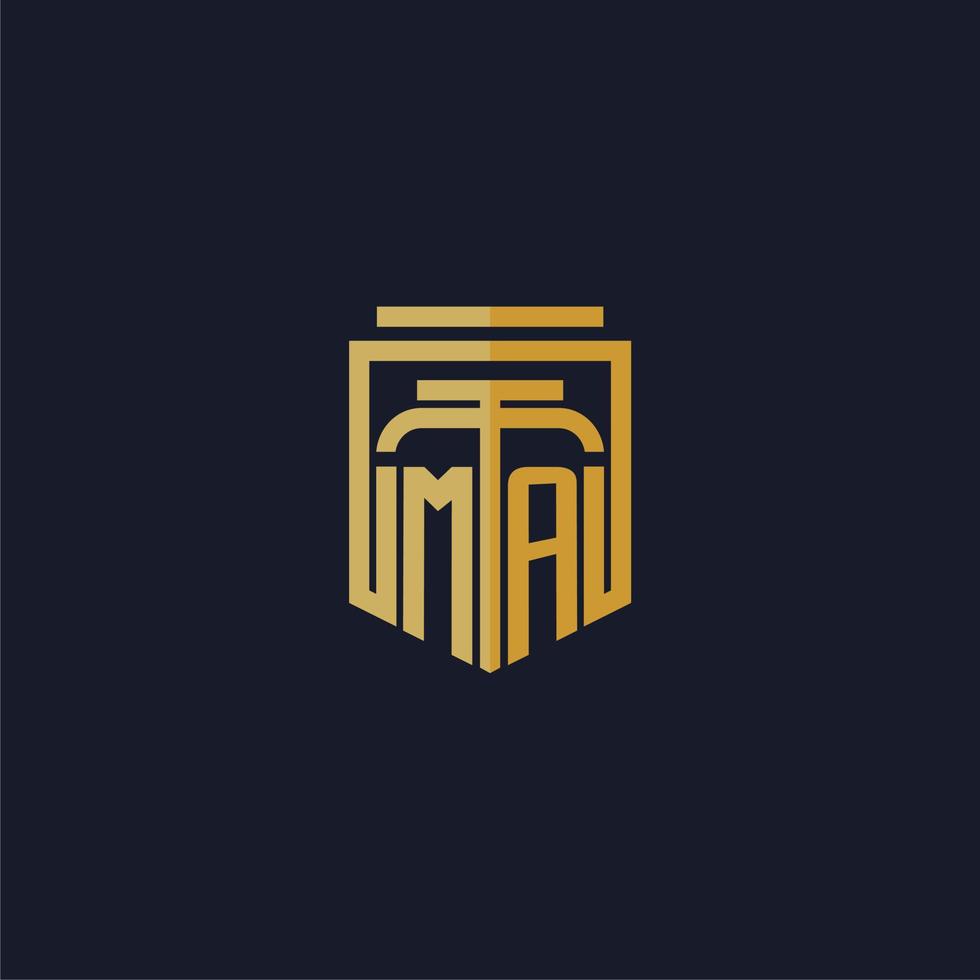 MA initial monogram logo elegant with shield style design for wall mural lawfirm gaming vector