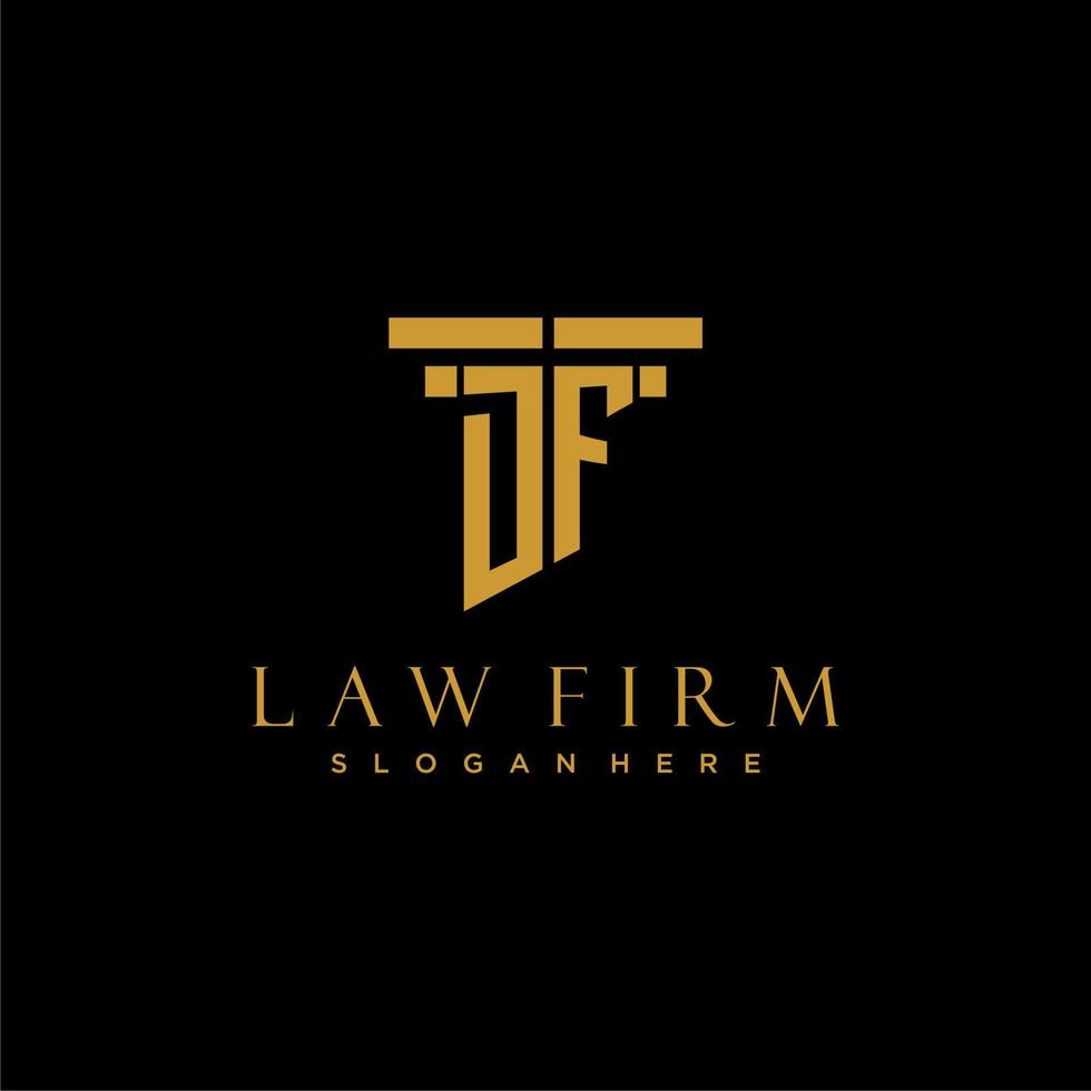 DF monogram initial logo for lawfirm with pillar design vector