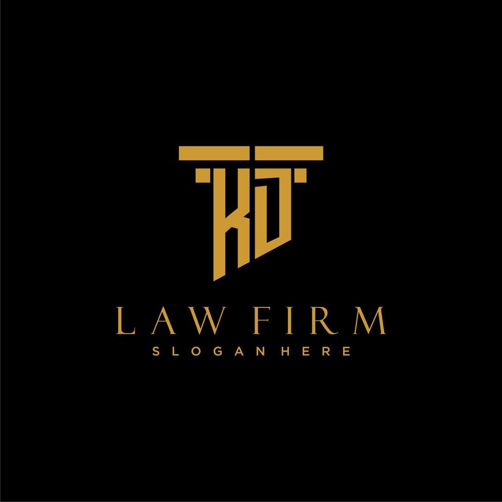 KD monogram initial logo for lawfirm with pillar design vector