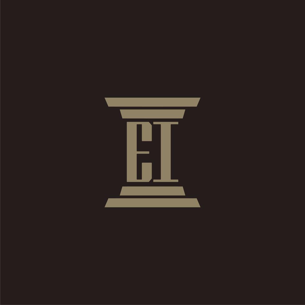 logotipo inicial del monograma ei para bufete de abogados con diseño de pilar vector