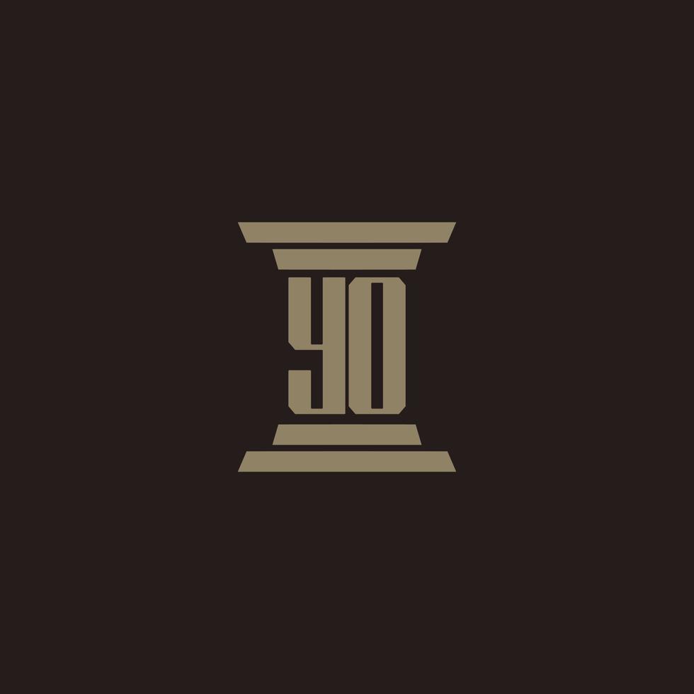 YO monogram initial logo for lawfirm with pillar design vector