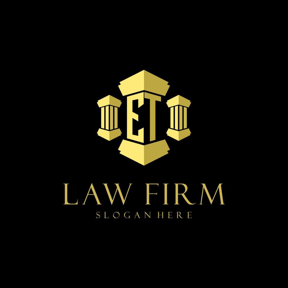ET initial monogram logo for lawfirm with pillar design vector