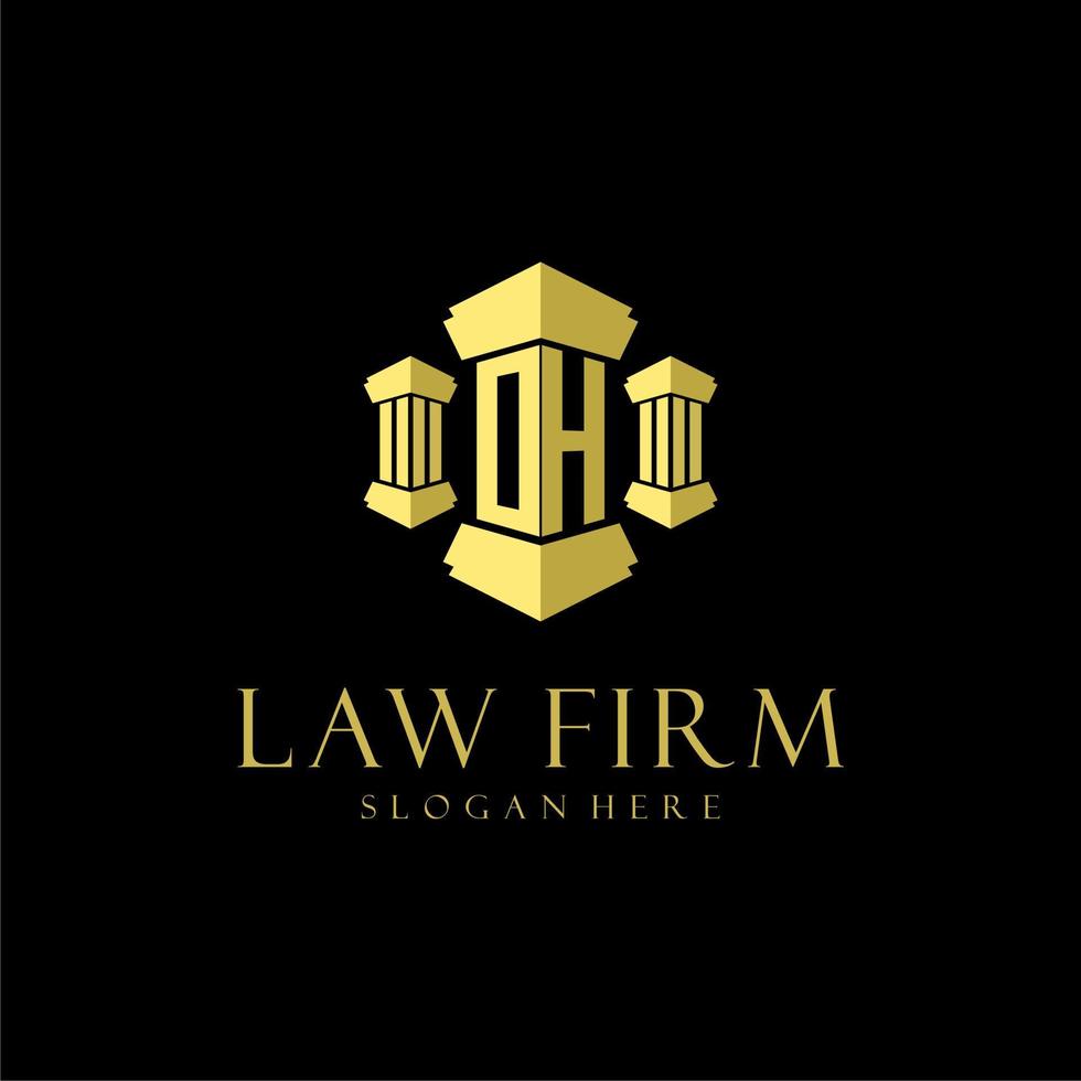 OH initial monogram logo for lawfirm with pillar design vector