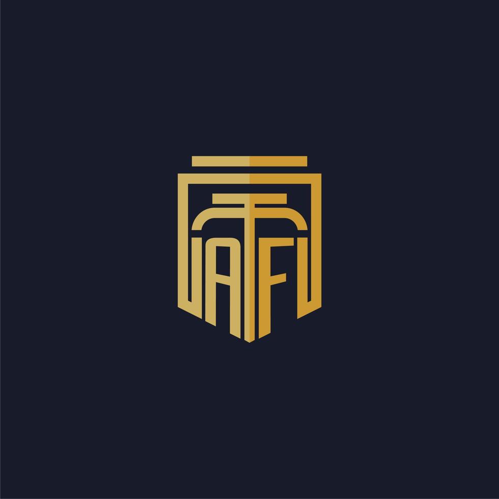 AF initial monogram logo elegant with shield style design for wall mural lawfirm gaming vector