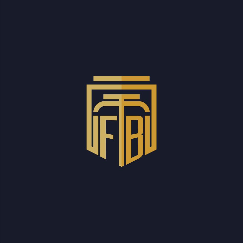 logotipo de monograma inicial de fb elegante con diseño de estilo de escudo para mural de juegos de bufete de abogados vector