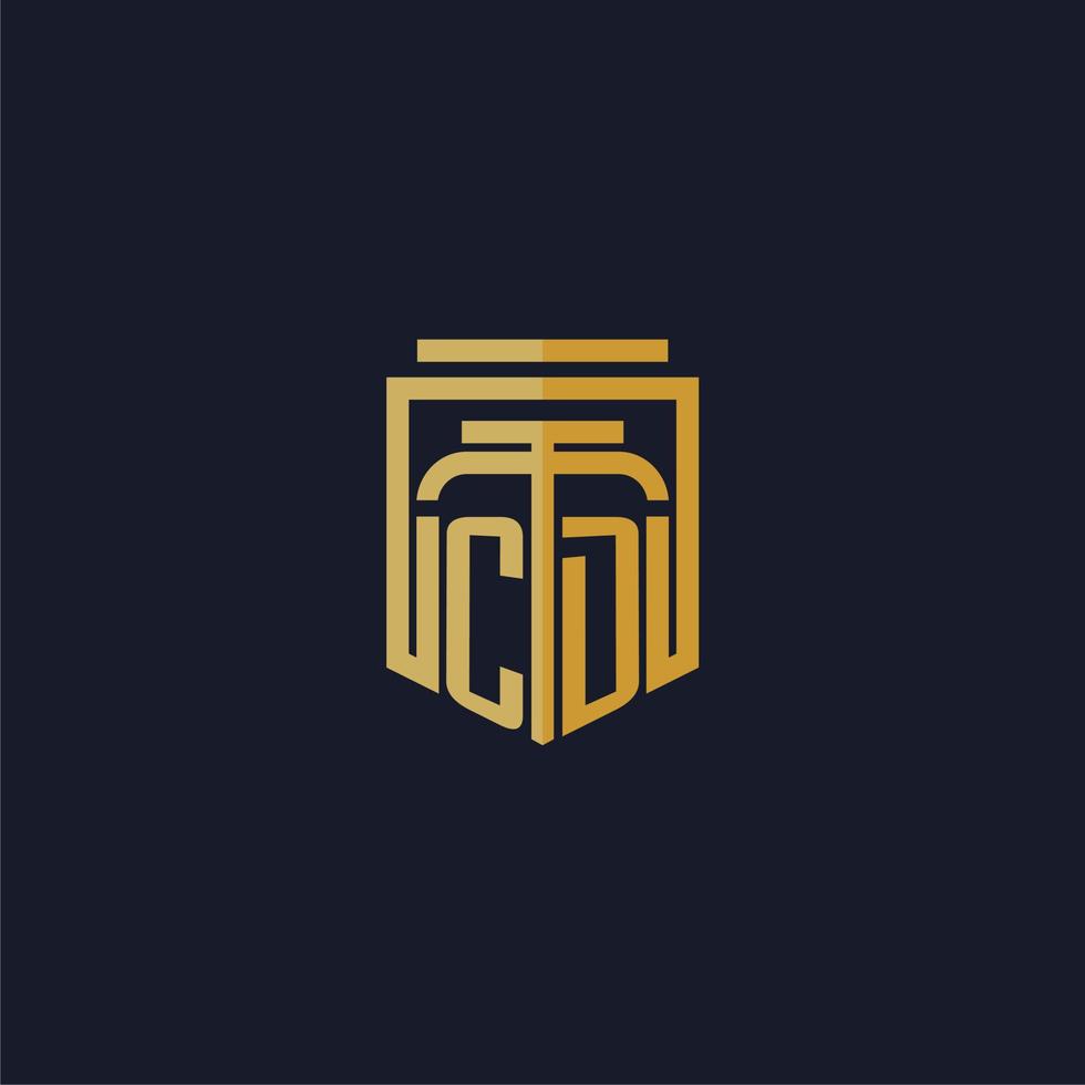 CD initial monogram logo elegant with shield style design for wall mural lawfirm gaming vector