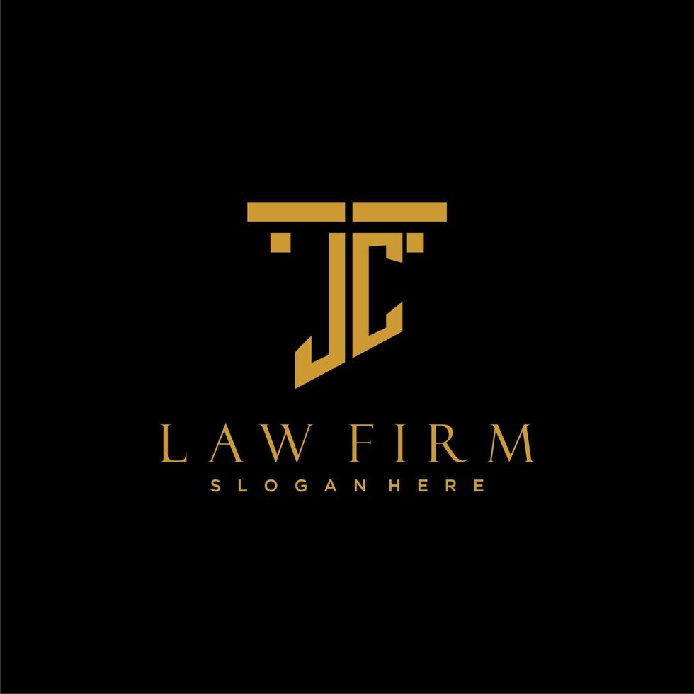 JC monogram initial logo for lawfirm with pillar design vector