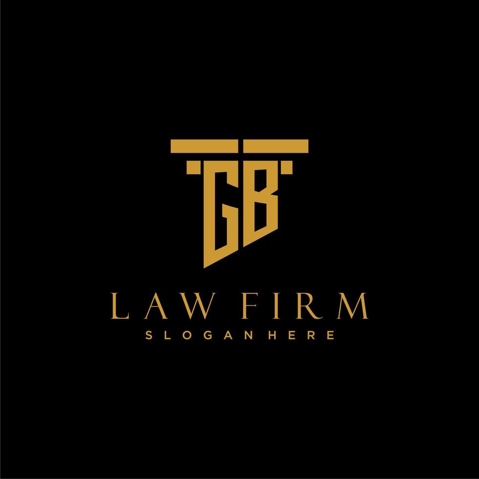 logotipo inicial del monograma gb para bufete de abogados con diseño de pilar vector