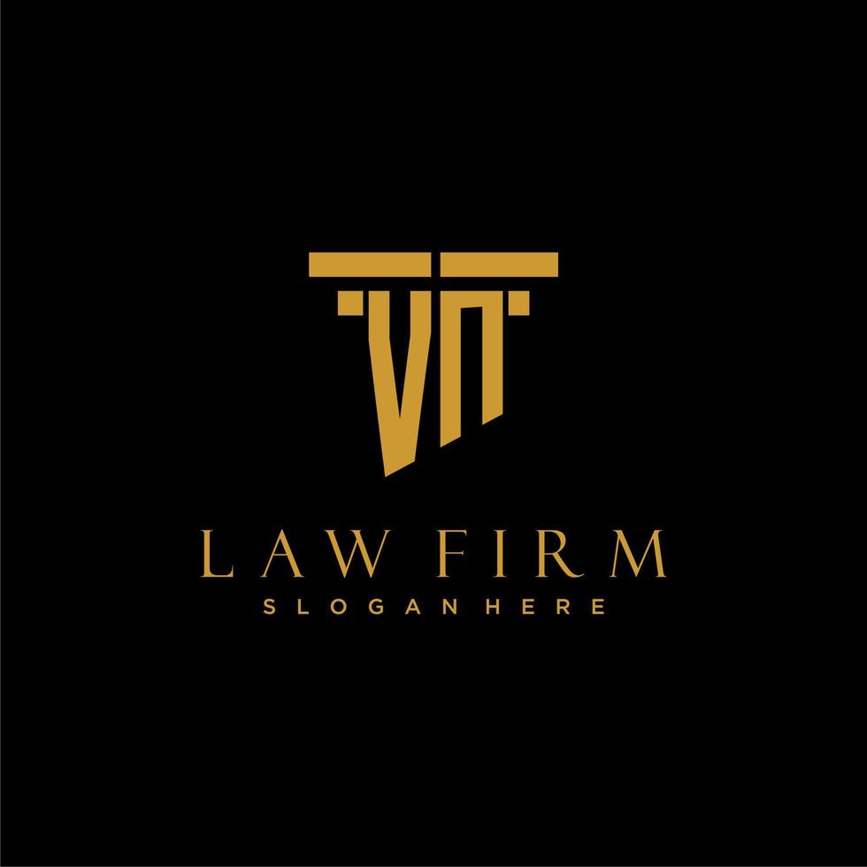 VN monogram initial logo for lawfirm with pillar design vector