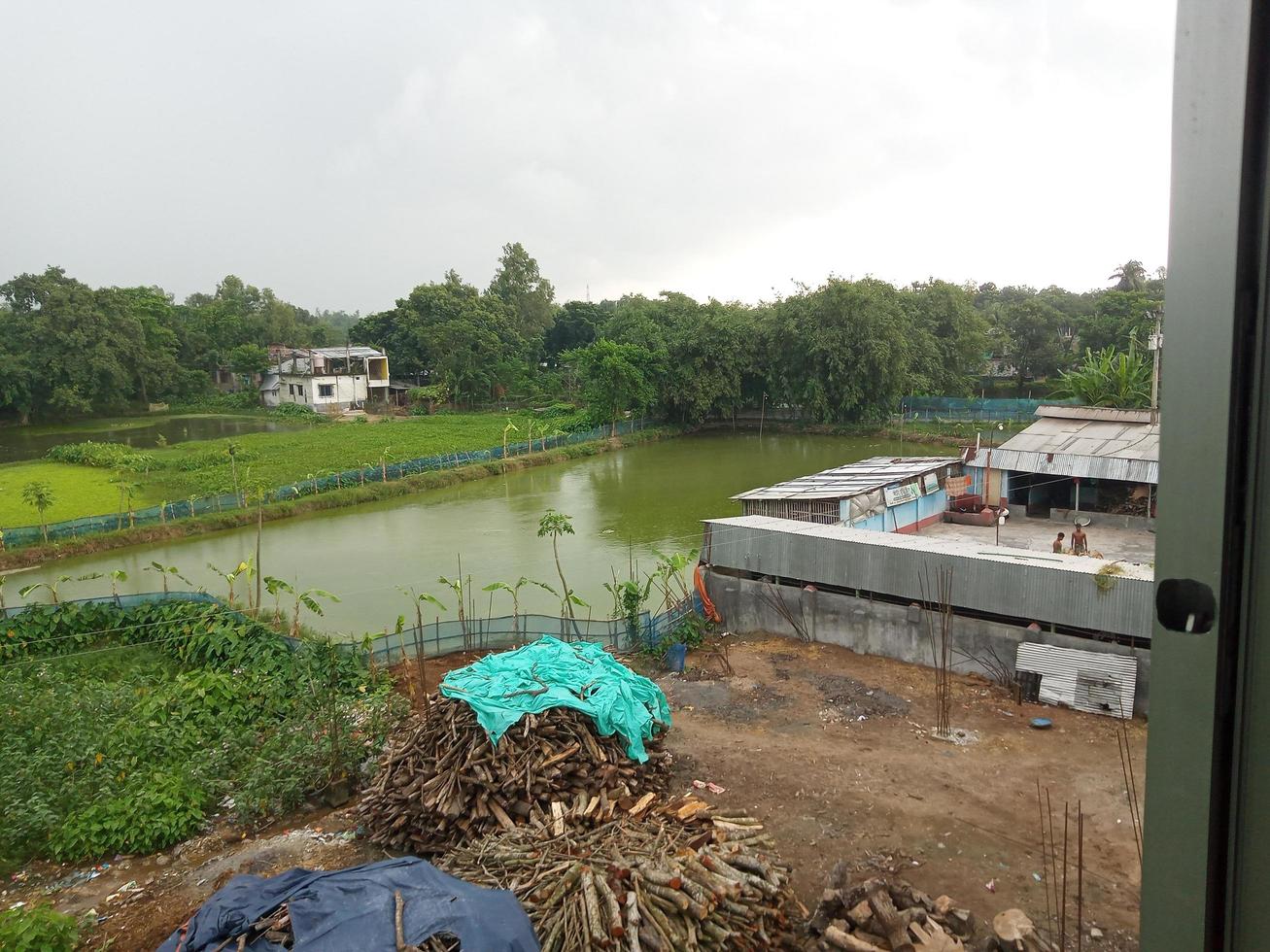 Green Nature Cloudy Rainy Village Greenery Scenerio photo